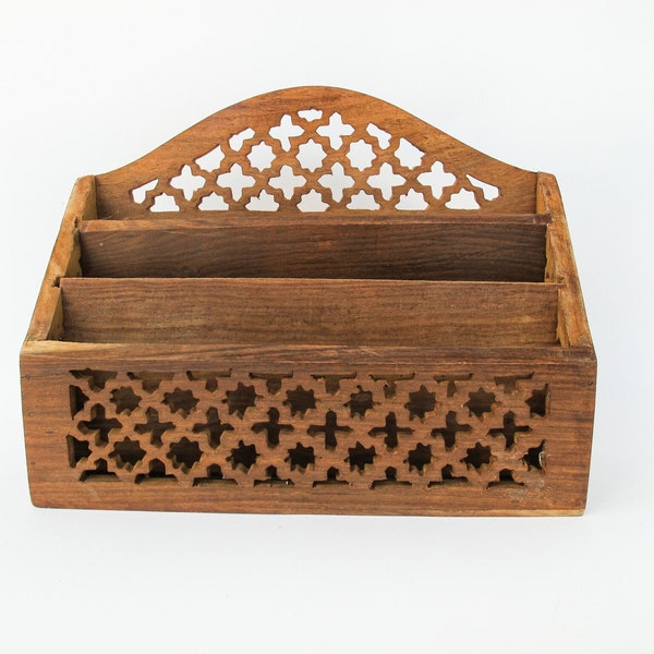 Teak Wood Desk Organizer