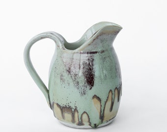 Ceramic Pitcher with Speckled Cream, Green and Blue Accenting