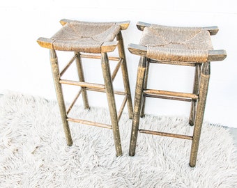 Woven Counter Barstool Plant Stand (1 Left)