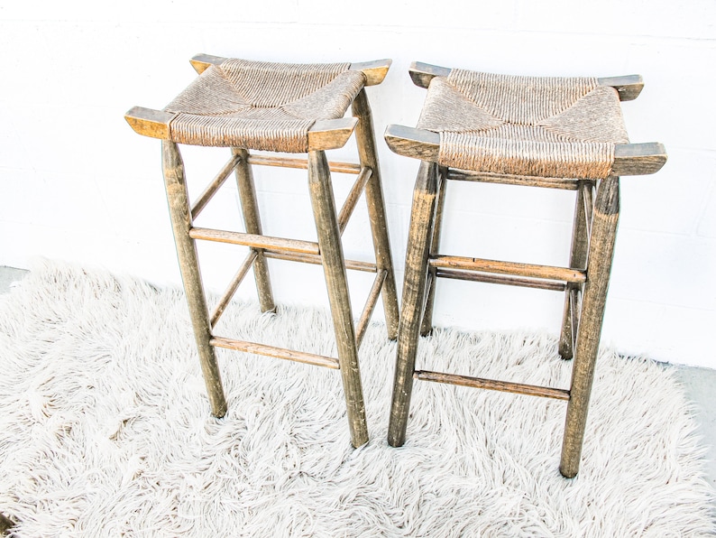 Woven Counter Barstool Plant Stand 1 Left image 1