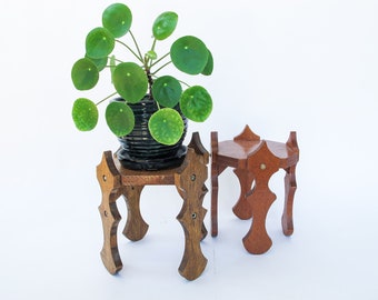 Vintage Hexagon Wood Plant Stands (Sold Individually)