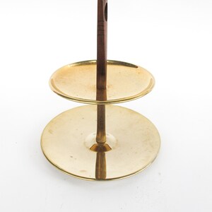 Midcentury Brass Two Tier Tray Serving Platter with Wood Handle image 6