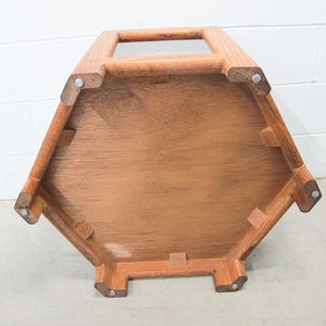 Midcentury Hexagon Table with Frosted Black Glass image 4