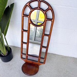 1980s Pine Wood Framed Mirror with Shelf image 7