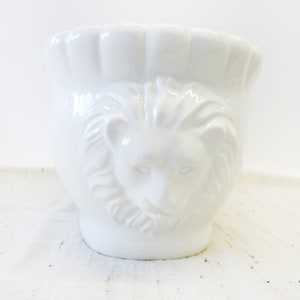 Large Italian White Ceramic Serving Bowl with Lions Heads image 6