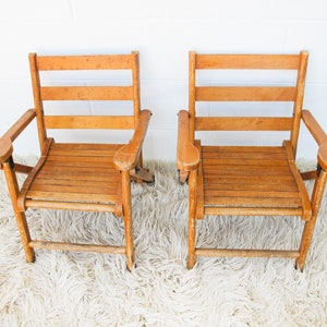 Childrens Kids Slatted Wood Folding Chairs Set of Two image 10
