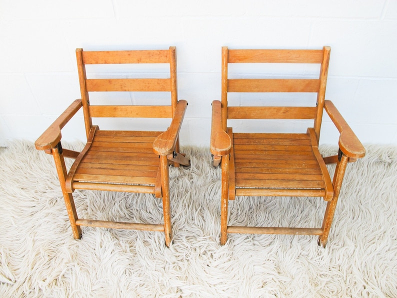 Childrens Kids Slatted Wood Folding Chairs Set of Two image 10