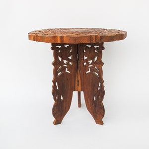 Teak Wood Table Plant Stand with Inlay image 7