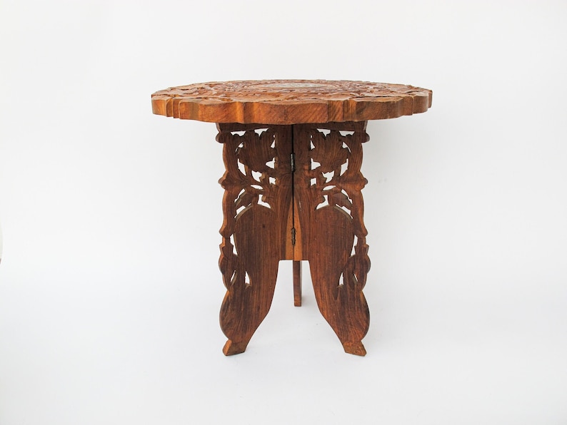 Teak Wood Table Plant Stand with Inlay image 7