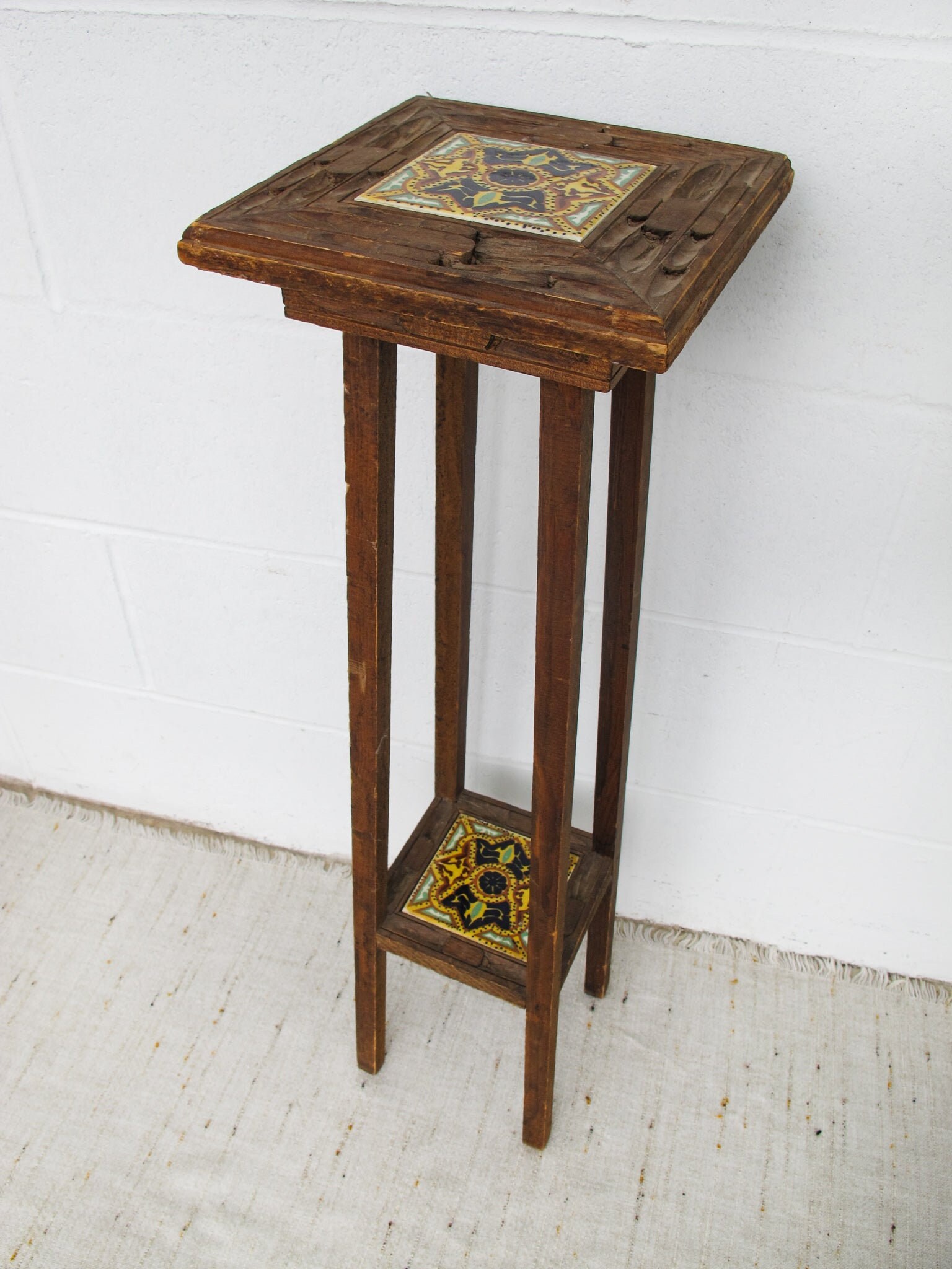 Mexican Tile and Woodtwo tier Plant Stand Table Etsy