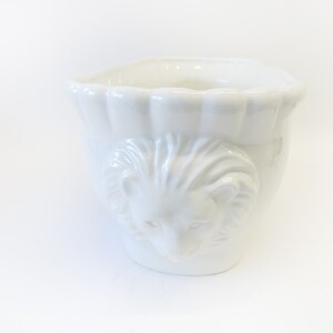 Large Italian White Ceramic Serving Bowl with Lions Heads image 2