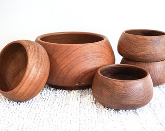 Teak Wood Salad Bowl Set of Five