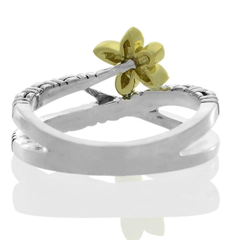 Philip Andre 18K Gold /& Sterling Silver Designer Diamond Flower Ring size 6.5