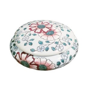 Vintage Ceramic Trinket Box From China,  Floral Pattern Jewelry Box,  Round Trinket Box, Vanity Box, Covered Bowl