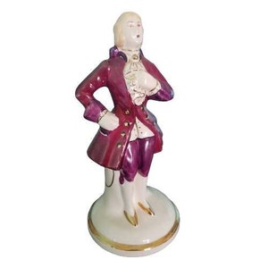 Vintage Porcelain Figurine Made In Mexico, Victorian Male Figurine, Gentleman Statuette, Porcelain Statuette, Retro Style Decor