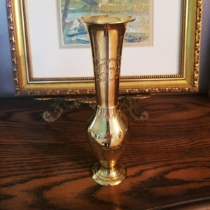 Vintage Brass Vase, Small Vase, Metal Vase Made In India, Flower Vase, Brass Home Decor, Housewarming Gift,