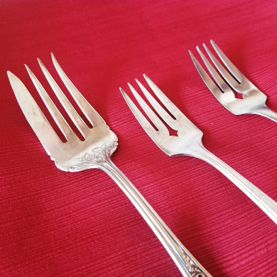 Lot of 3 Mismatched Serving Forks, Formal Servers, Oneida Stainless