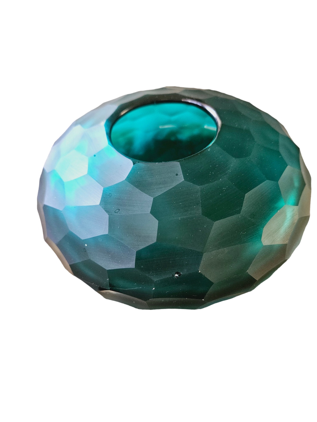 Emerald Green Glass Vase, Geometric Design Vase, Green Room Decor ...