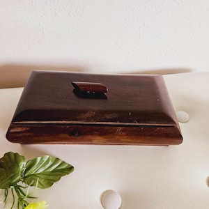 Vintage Wooden Trinket Box, Natural Wood Storage Box, Jewelry Box, Vanity Box, Handmade Wood Box From The 1980s.