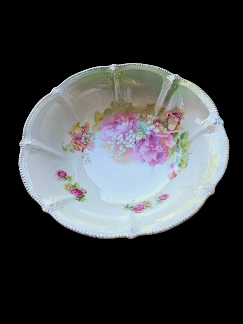 Antique Hand Painted Bowl Made in Germany, Floral Pattern Porcelain Bowl, Fine China Salad Bowl