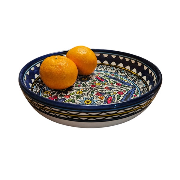 Hebron Ceramic Pottery Bowl, Hand Painted Ceramic Bowl, Floral Pattern Bowl, Fruit Bowl, Salad Bowl, Ceramic Gift