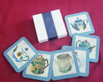 Pimpernel Beautiful Ride Coasters - Set Of 6 Vintage Bicycle Design Cork-Backed Coasters, Heat & Stain Resistant