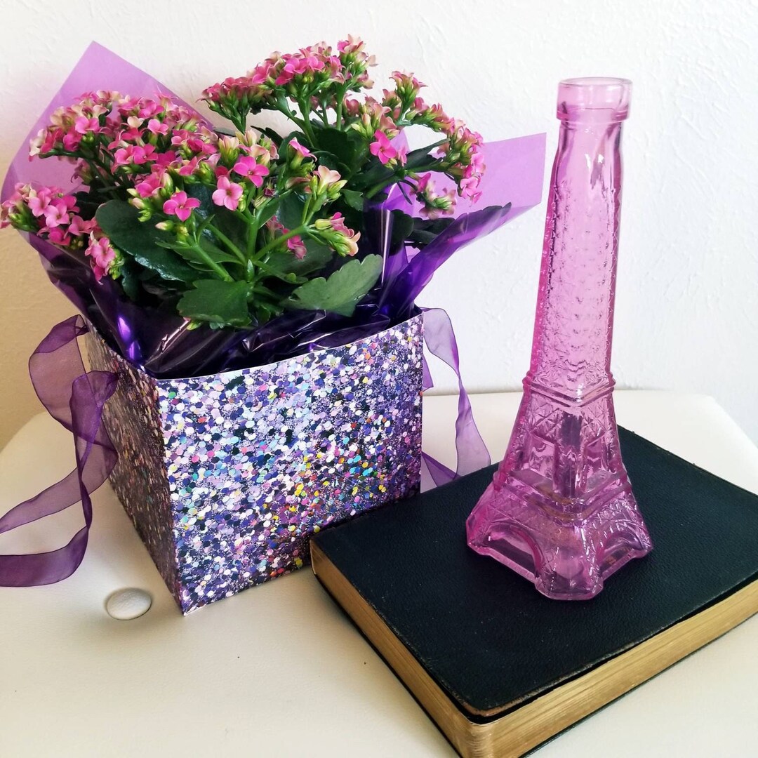 Glass Eiffel Tower Bottle Pink Eiffel Tower Vase Pink Glass Etsy