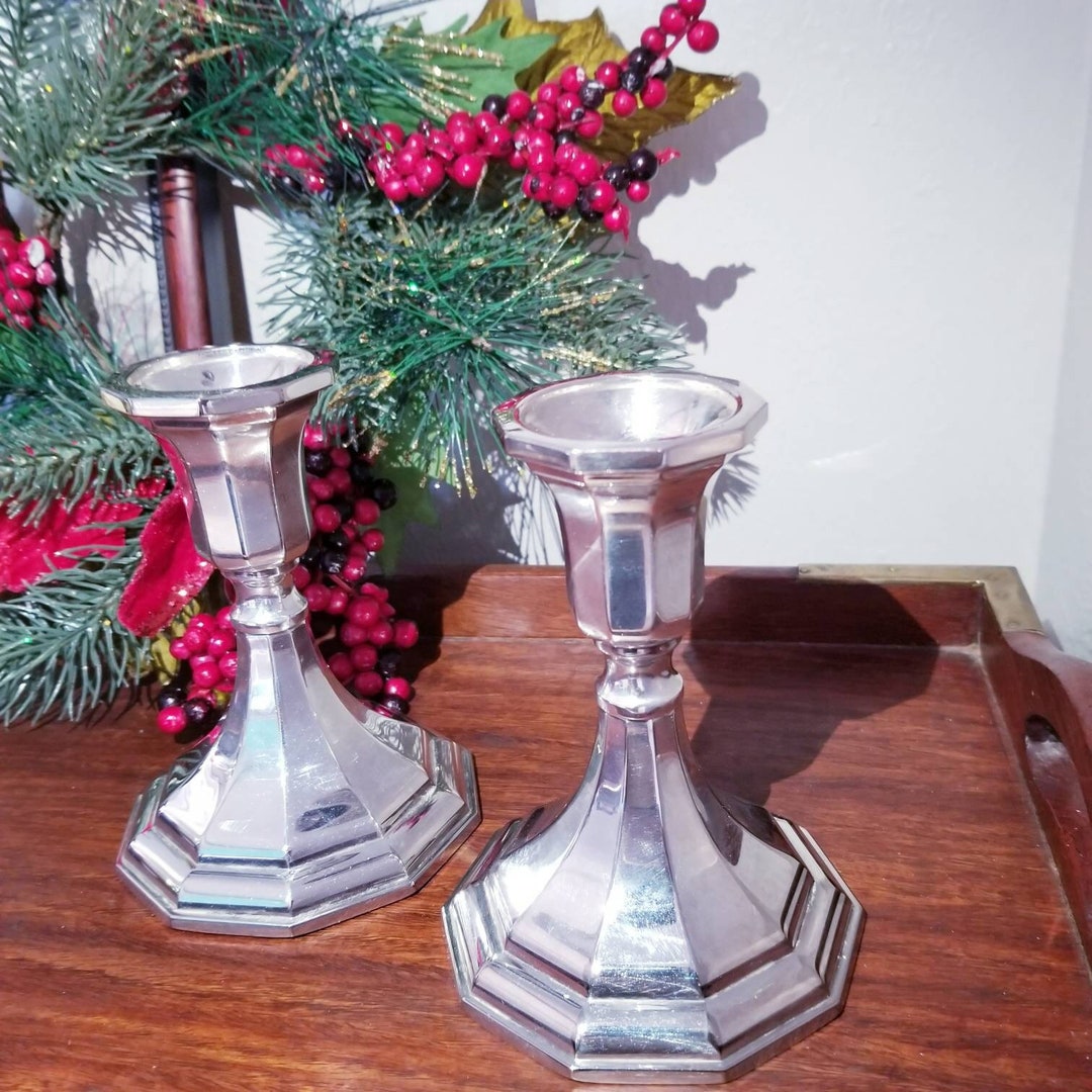 2 Vintage Silver Plated Candle Holders, the Sheffield Silver Co