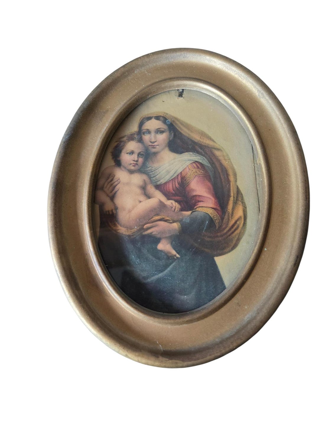 Vintage Raphael Sistine Madonna & Child Oval Framed Print 8.75"x6.75 ...