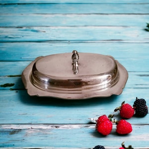 Vintage Butter Dish By Sheridan Silverplate Co., Butter Dish With Glass Liner And Lid, Silver Plate Breakfastware