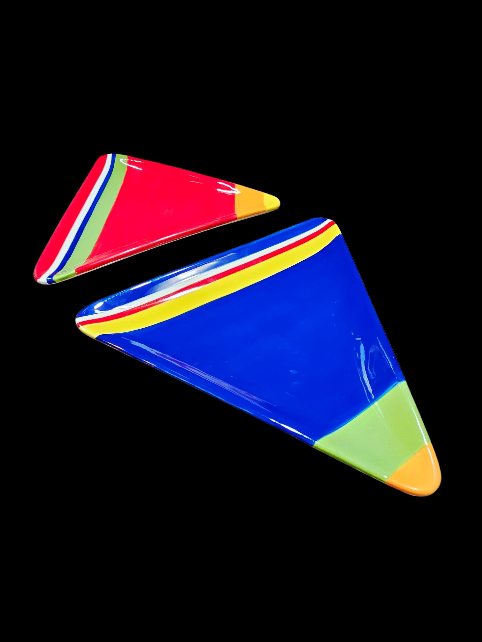 Vintage Sonoma Colorfest Triangular Plates, Set of 2 Ceramic Platters ...