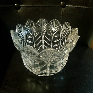 Vintage Portico Crystal Bowl Made In Poland, Fifth Avenue Decorative Bowl, Centerpiece Bowl, Mid Century Style Bowl, Crystal Home Decor