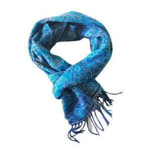 Vintage Soft Scarf From Germany, Blue Women's Scarf, Warm Scarf Made In Germany,  Acrylic Neck Warmer, Blue Women's Accessory, Blue Accent