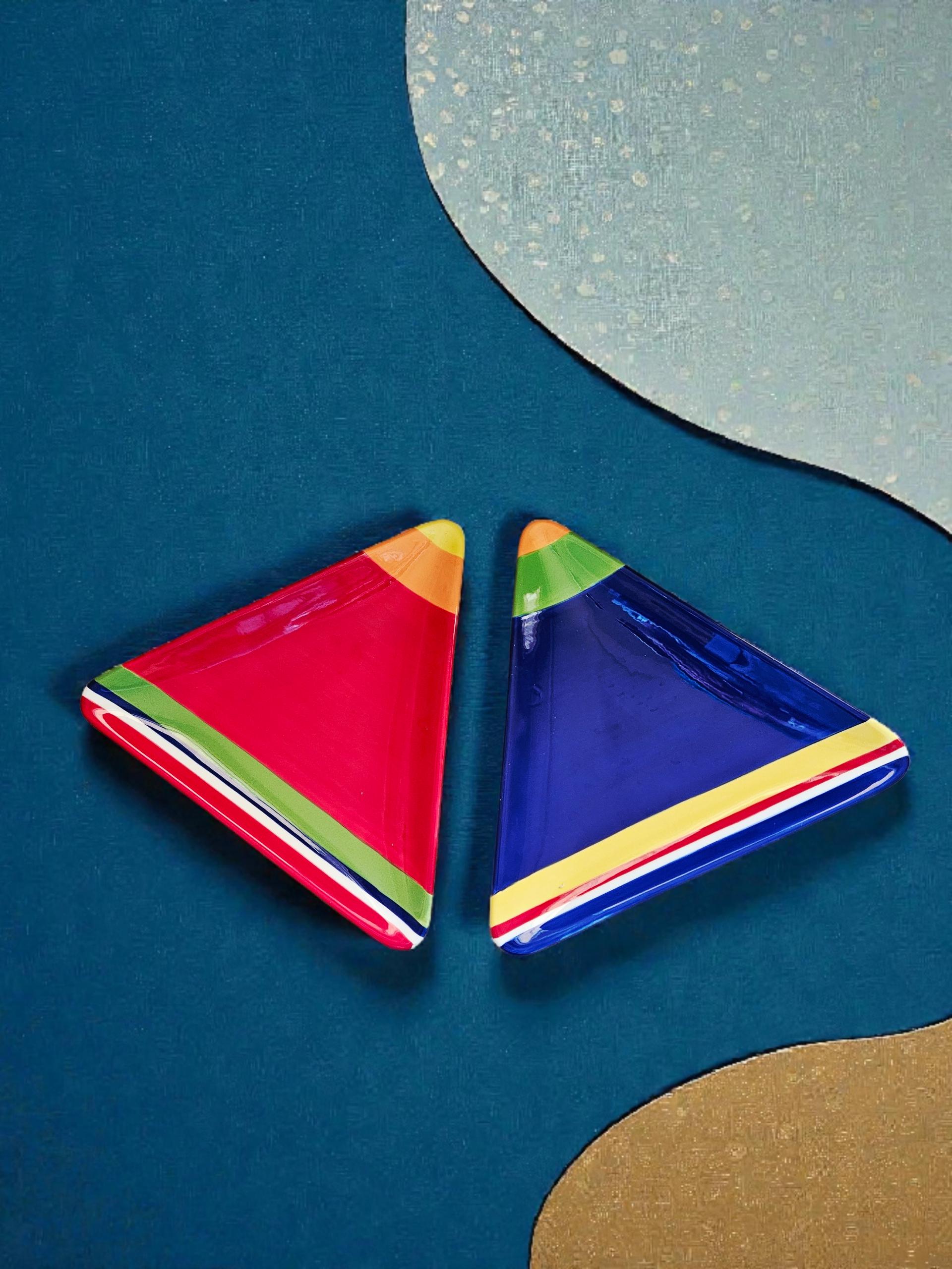 Vintage Sonoma Colorfest Triangular Plates, Set of 2 Ceramic Platters ...