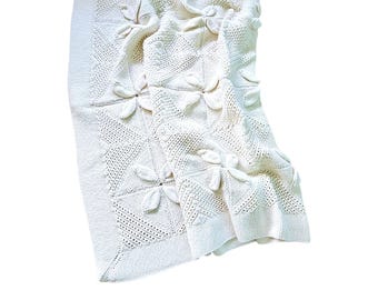 Couvre-lit Au Crochet Fait Main - Ivoire/Beige - Taille Double (190x200 Cm) - Occasion