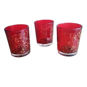 3 rote Wodka-Schnapsgläser, Whisky-Schnapsgläser mit Goldverzierung, Alkoholgläser, Schnapsgläser, rote Gläser, Geschenk für ihn