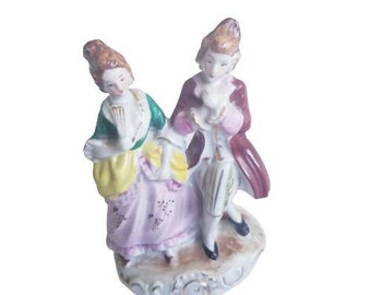 Porcelain Figurine Couple Statue Vintage Retro Style Figurine Victorian Lady And Gentleman Figurine Made In Japan Porcelain