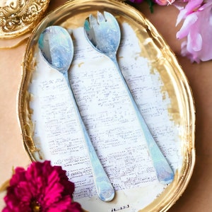 Vintage Serving Fork & Spoon Marked Silverplated Made In England, Salad Fork And Spoon, Silver Plate Utensil Set, Long Fork And Spoon