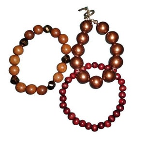 3 Matching Bracelets, Vintage Brown Bracelets, Vintage Jewelry, Costume Jewelry