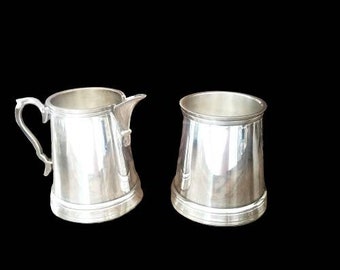 Vintage Silver Plate Creamer and Sugar Bowl Set, Made in USA