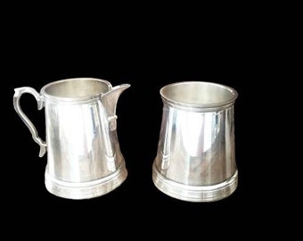 Vintage Silver Plate Creamer & Sugar Bowl, Silver Hollowware Made In USA Silver Plated Set