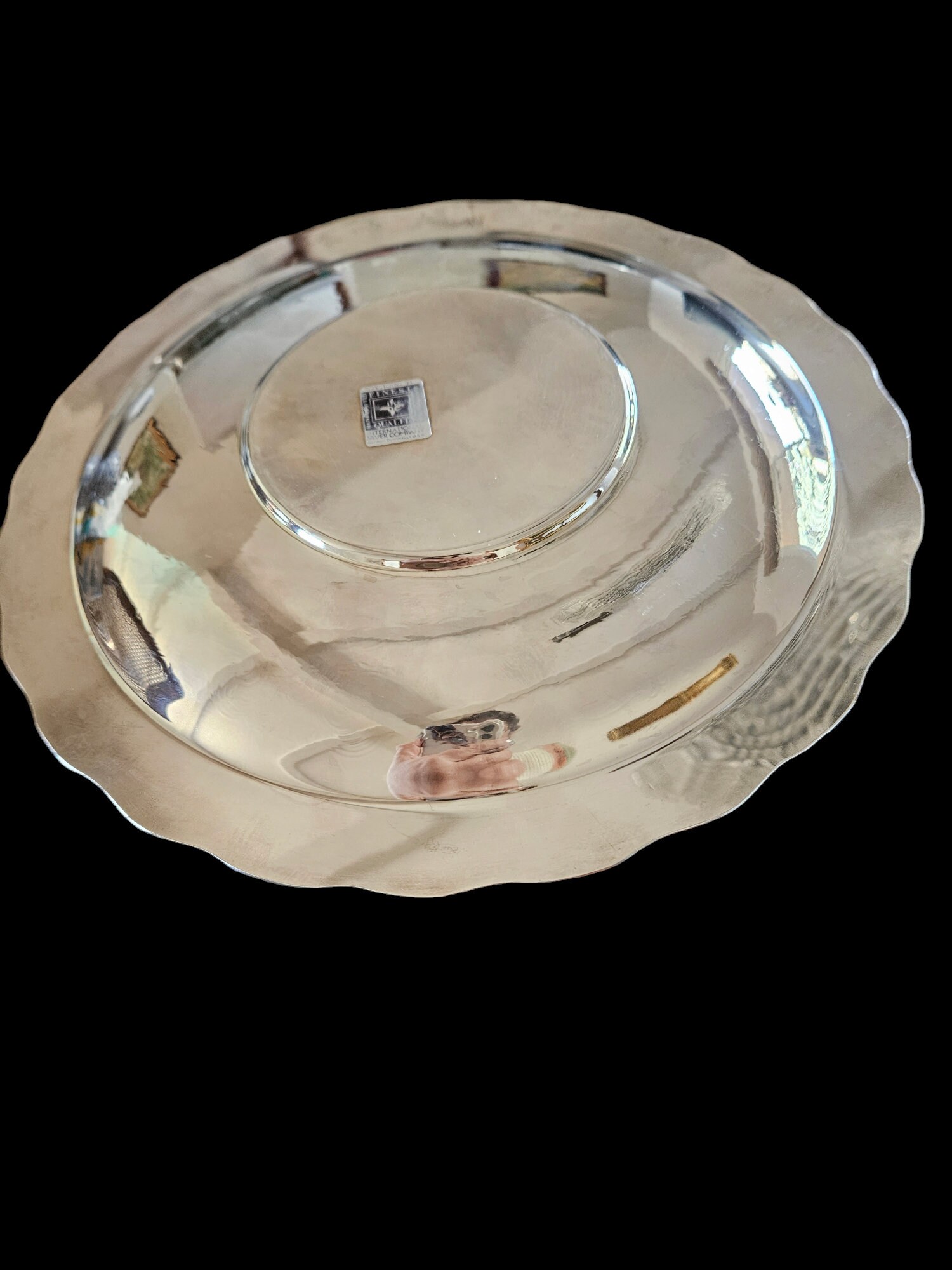 Vintage International Silver Co. Platter, Scalloped Silver Plate 