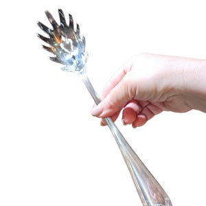 Servidor de pasta Gorham Heritage Silverplate vintage de 11 pulgadas, tenedor para espaguetis, cubiertos descontinuados