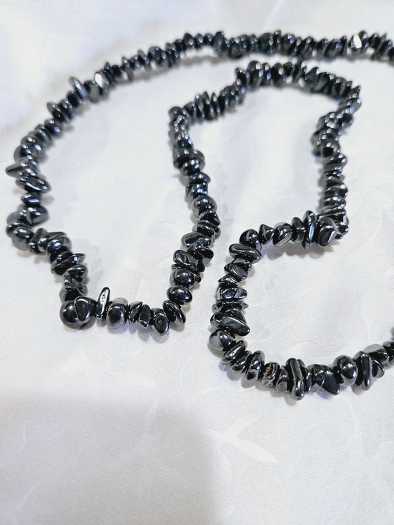 Natural Hematite Coral Bead Necklace, Black Hemat… - image 4