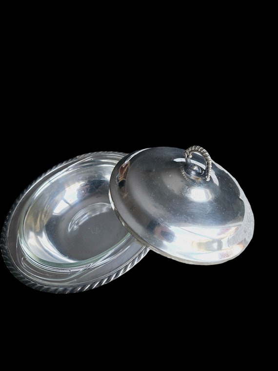 Vintage WM Rogers Silver Plated Casserole Bowl, 3-piece Pyrex