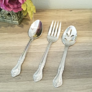 Silver Plated Rose Queen 3 Pcs Serving Set By Reed & Barton, Silver Plate Flatware, Vintage Silverware, Reed And Barton Silverware