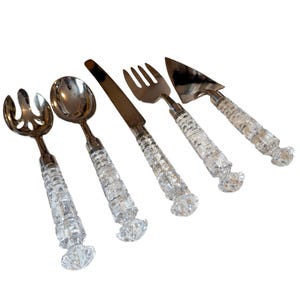 Vintage Godinger Shannon Versailles 5pc Crystal Handled Serving Set