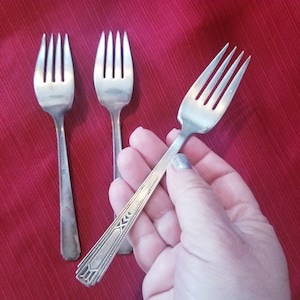 3 Vintage Silver Plate Forks From The 1930s-40s, WM Rogers & Son Forks,  Silver Plated Flatware, WM Rogers Silverware