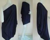 Navy blue one shoulder Short evening dress casual elegance all size