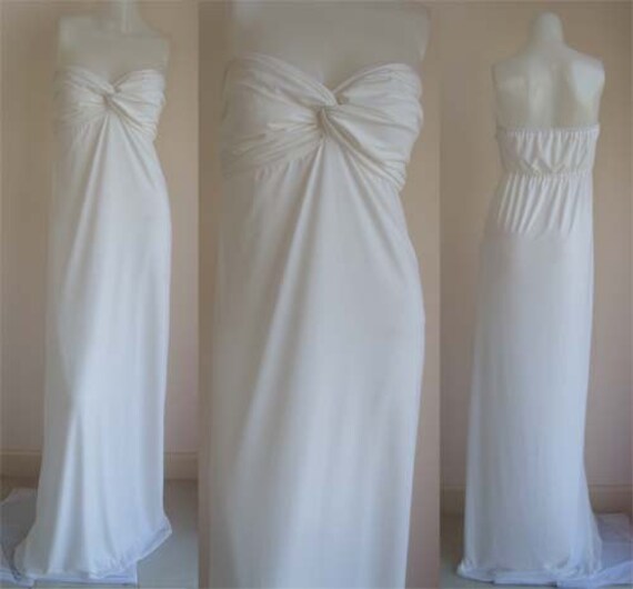Playa blanca sin tirantes Largo maxi vestido de todo el tamaño | Etsy México